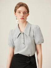 Polo Neck Color Stripe Casual Summer Short Sleeve T-shirt